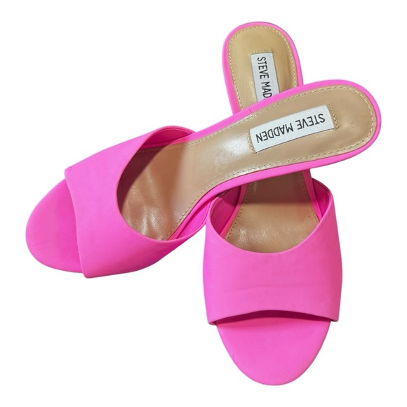 Steve Madden Erin Neon Pink Heeled Mule Sandals Vibrant Size 7.5 - Picture 10 of 10